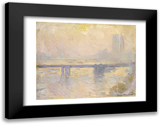 Charing Cross Bridge, 1903 28x22 Black Modern Wood Framed Art Print Poster by Monet, Claude