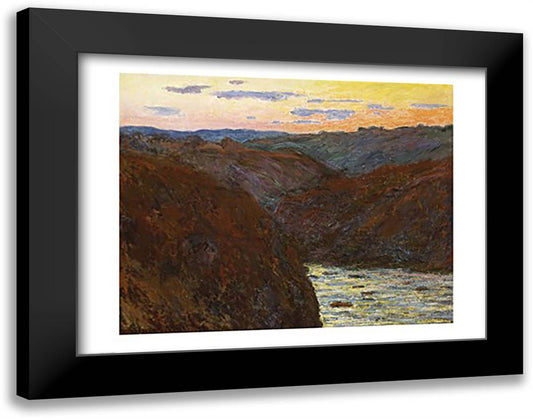 La Creuse, Sunset 28x22 Black Modern Wood Framed Art Print Poster by Monet, Claude