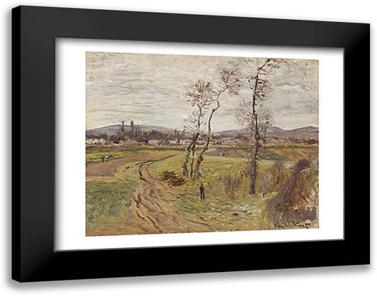 Gennevilliers Plain, 1877 28x22 Black Modern Wood Framed Art Print Poster by Monet, Claude