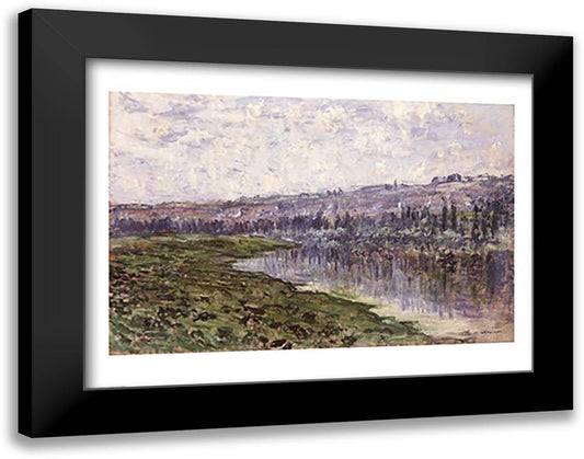 The Seine and the Hills of Chantemsle, 1880 28x22 Black Modern Wood Framed Art Print Poster by Monet, Claude