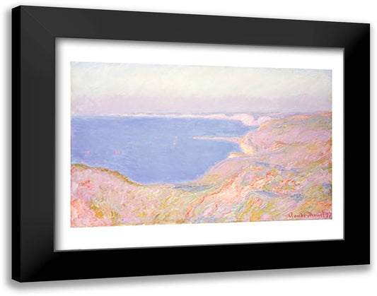On the Cliffs near Dieppe, Sunset, 1897 28x22 Black Modern Wood Framed Art Print Poster by Monet, Claude