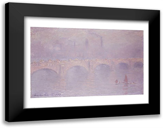 Waterloo Bridge, Hazy Sunshine 28x22 Black Modern Wood Framed Art Print Poster by Monet, Claude