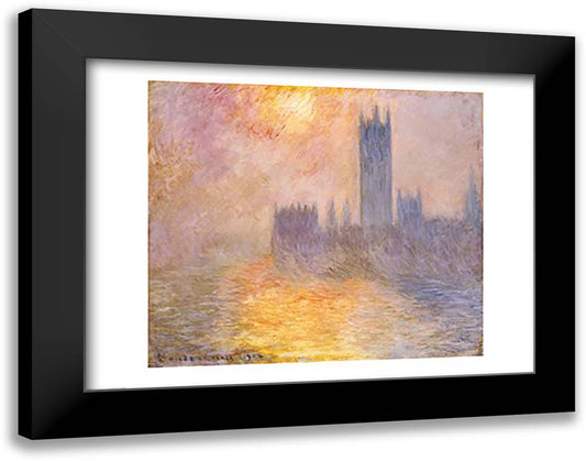 The Houses of Parliament, Sunset, 1904 28x22 Black Modern Wood Framed Art Print Poster by Monet, Claude