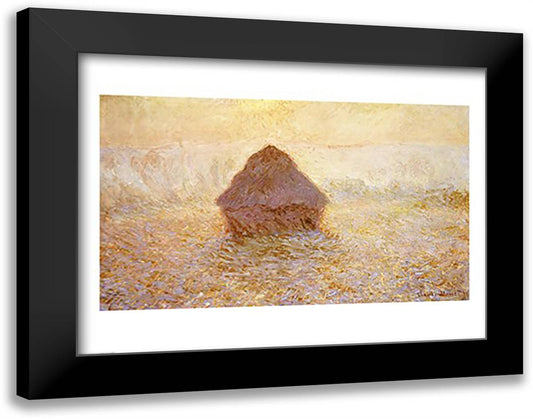 Haystacks, Sun in the Mist 28x22 Black Modern Wood Framed Art Print Poster by Monet, Claude