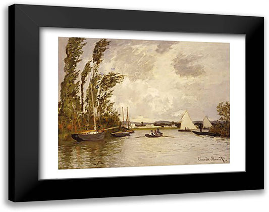 The Little Branch of the Seine at Argenteuil 28x22 Black Modern Wood Framed Art Print Poster by Monet, Claude