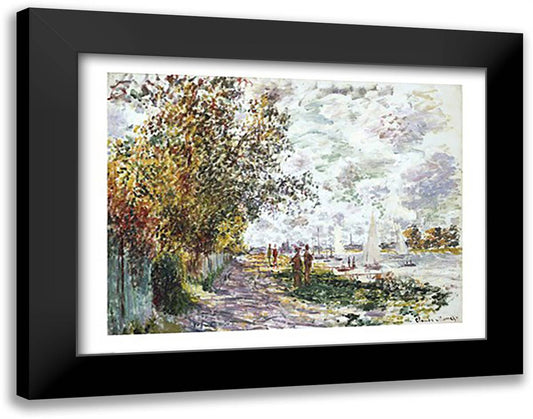 La Berge du Petit-Gennevilliers, c.1875 28x22 Black Modern Wood Framed Art Print Poster by Monet, Claude
