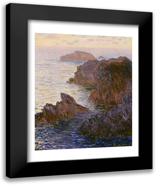 Rocky Point at Port-Goulphar 22x28 Black Modern Wood Framed Art Print Poster by Monet, Claude