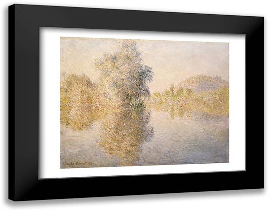 Early Morning on the Seine at Giverny, 1893 28x22 Black Modern Wood Framed Art Print Poster by Monet, Claude