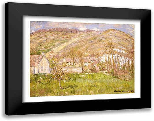 Hamlet on a Cliff near Giverny 28x22 Black Modern Wood Framed Art Print Poster by Monet, Claude