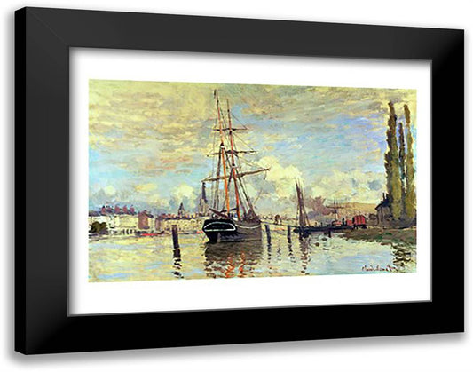 The Seine at Rouen, 1872 28x22 Black Modern Wood Framed Art Print Poster by Monet, Claude
