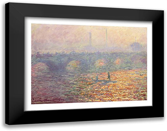 Waterloo Bridge, 1900 28x22 Black Modern Wood Framed Art Print Poster by Monet, Claude