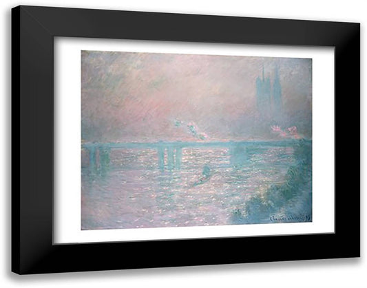 Charing Cross Bridge, 1899 28x22 Black Modern Wood Framed Art Print Poster by Monet, Claude