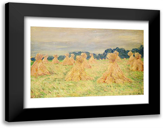 The Small Haystacks, 1887 28x22 Black Modern Wood Framed Art Print Poster by Monet, Claude