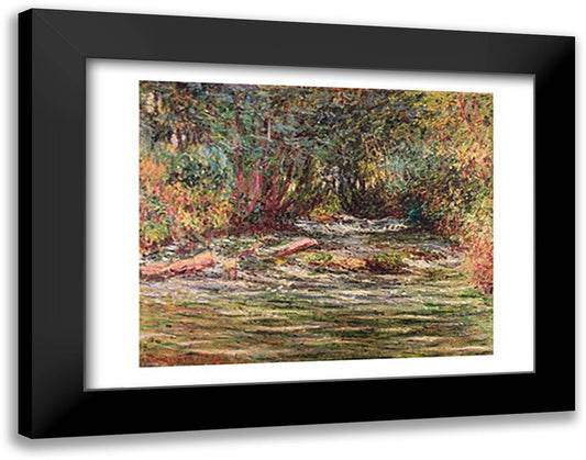 The River Epte at Giverny, 1884 28x22 Black Modern Wood Framed Art Print Poster by Monet, Claude