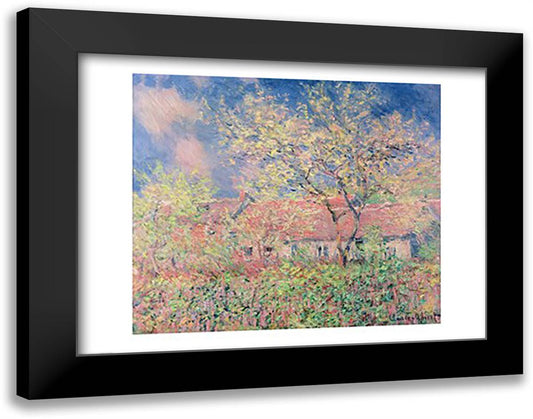 Springtime at Giverny, c.1880 28x22 Black Modern Wood Framed Art Print Poster by Monet, Claude