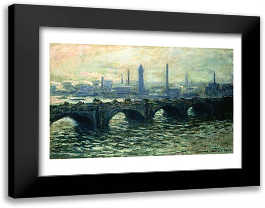 Waterloo Bridge, 1902 28x22 Black Modern Wood Framed Art Print Poster by Monet, Claude