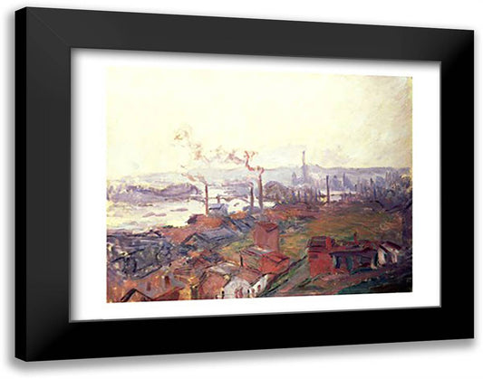 General View of Rouen from St. Catherine's Bank, c.1892 28x22 Black Modern Wood Framed Art Print Poster by Monet, Claude