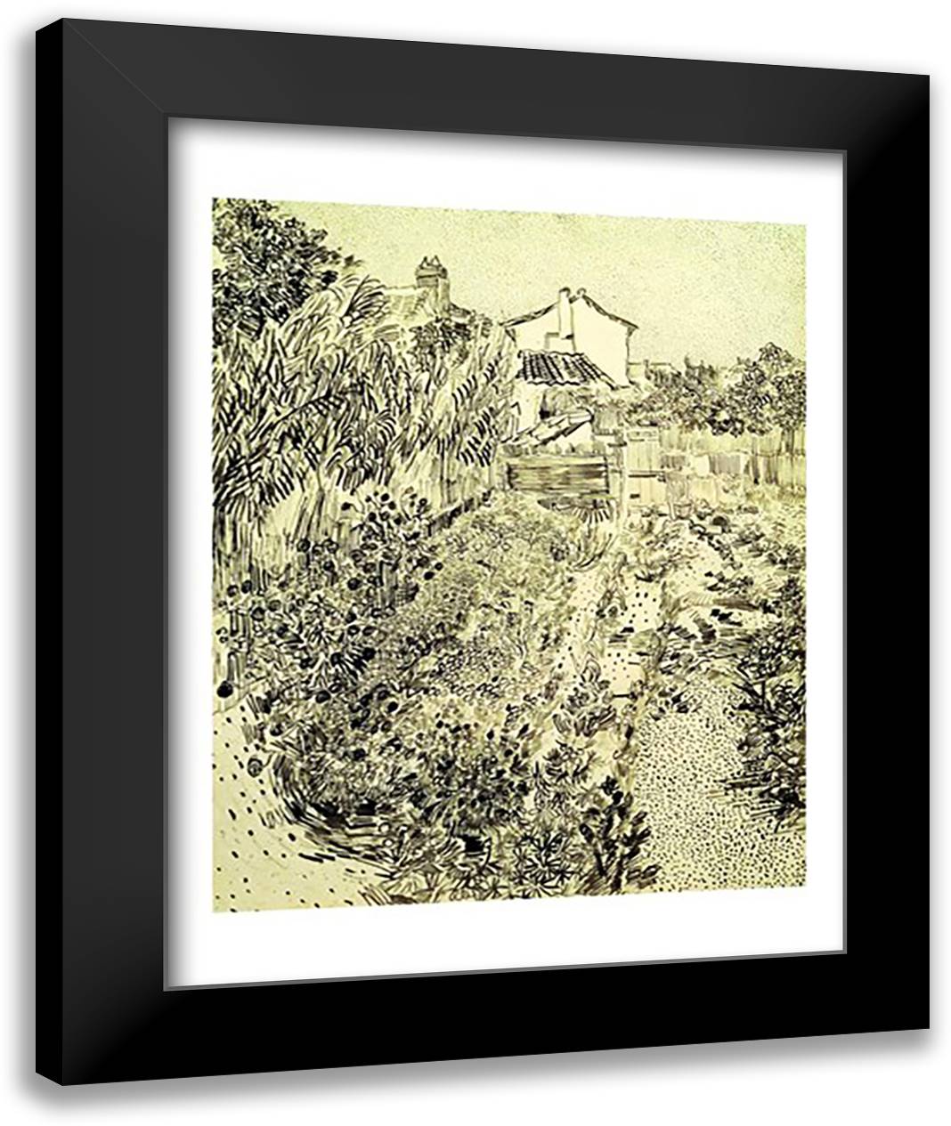 Garden of Flowers, 1888 22x28 Black Modern Wood Framed Art Print Poster by Van Gogh, Vincent