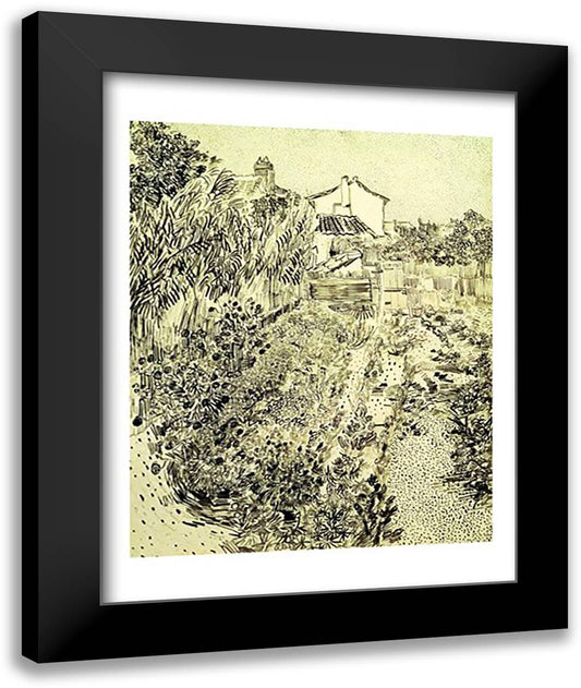 Garden of Flowers, 1888 22x28 Black Modern Wood Framed Art Print Poster by Van Gogh, Vincent