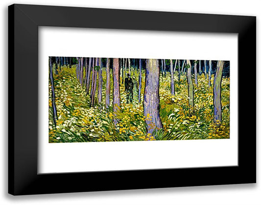 Undergrowth with Two Figures, 1890 28x22 Black Modern Wood Framed Art Print Poster by Van Gogh, Vincent