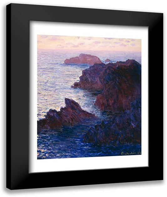 Rocks at Bell-Ile, Port-Domois, 1886 22x28 Black Modern Wood Framed Art Print Poster by Monet, Claude