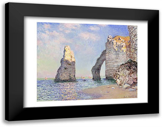 The Cliffs at Etretat, 1885 28x22 Black Modern Wood Framed Art Print Poster by Monet, Claude