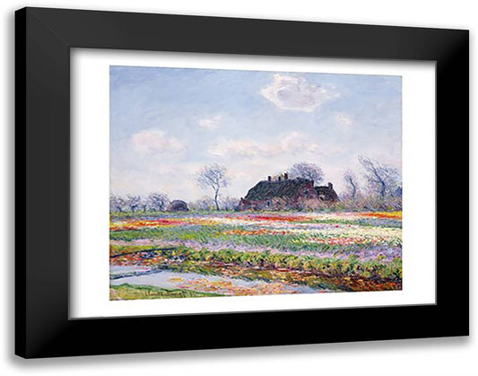 Tulip Fields at Sassenheim, near Leiden, 1886 28x22 Black Modern Wood Framed Art Print Poster by Monet, Claude