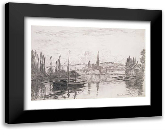 View of Rouen, 1883 28x22 Black Modern Wood Framed Art Print Poster by Monet, Claude