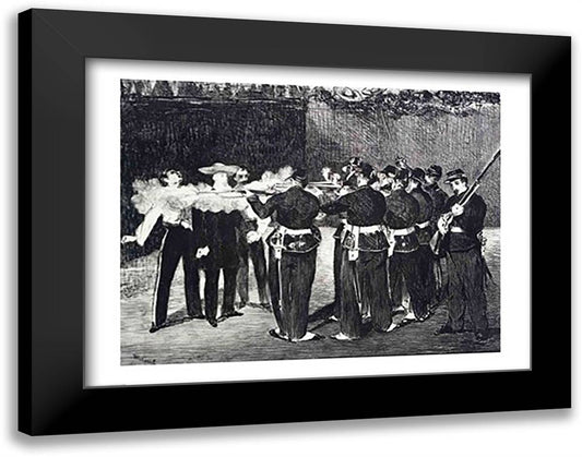 The Execution of Maximilian, 1868 28x22 Black Modern Wood Framed Art Print Poster by Manet, Edouard