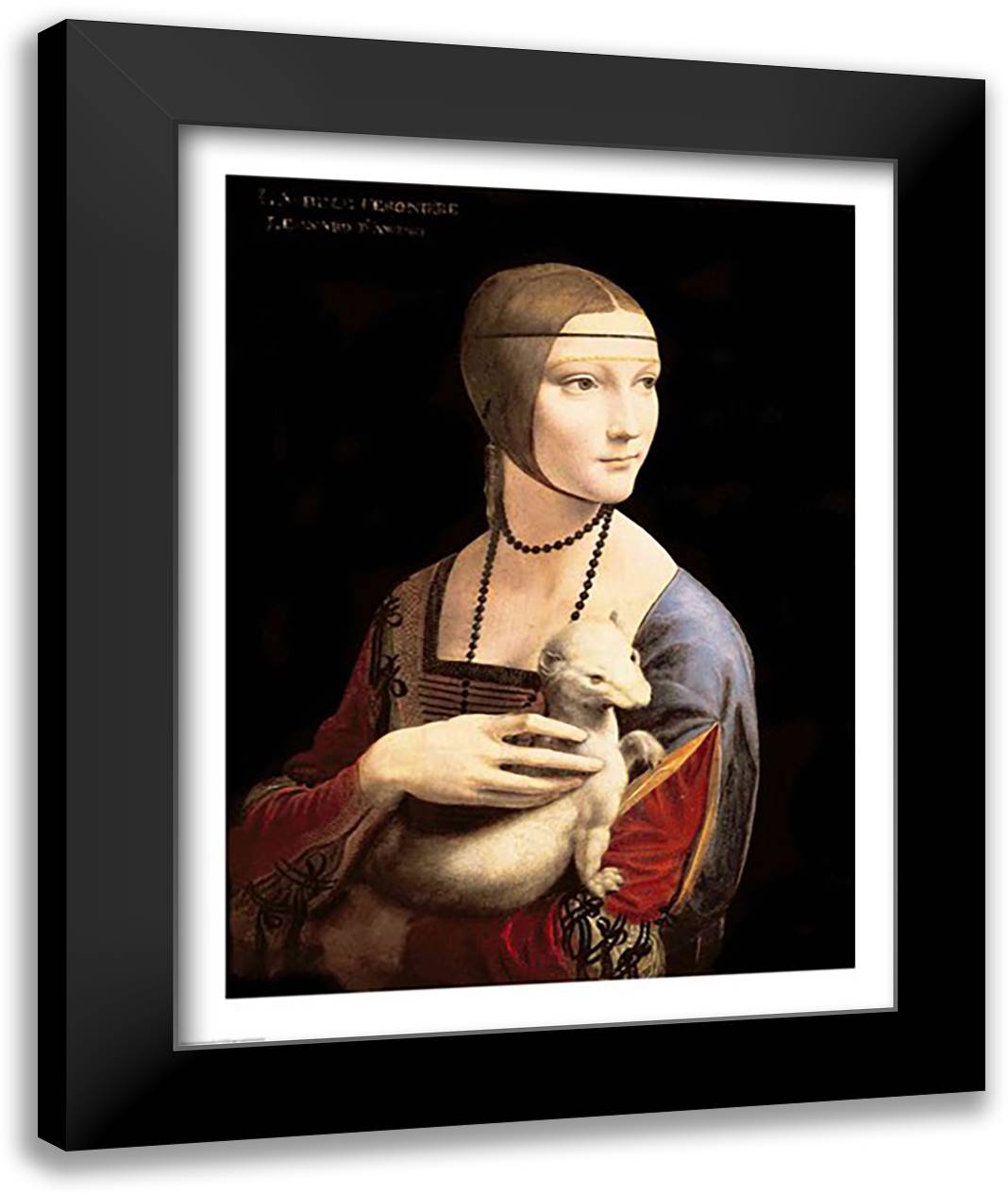 The Lady with the Ermine 22x28 Black Modern Wood Framed Art Print Poster by da Vinci, Leonardo