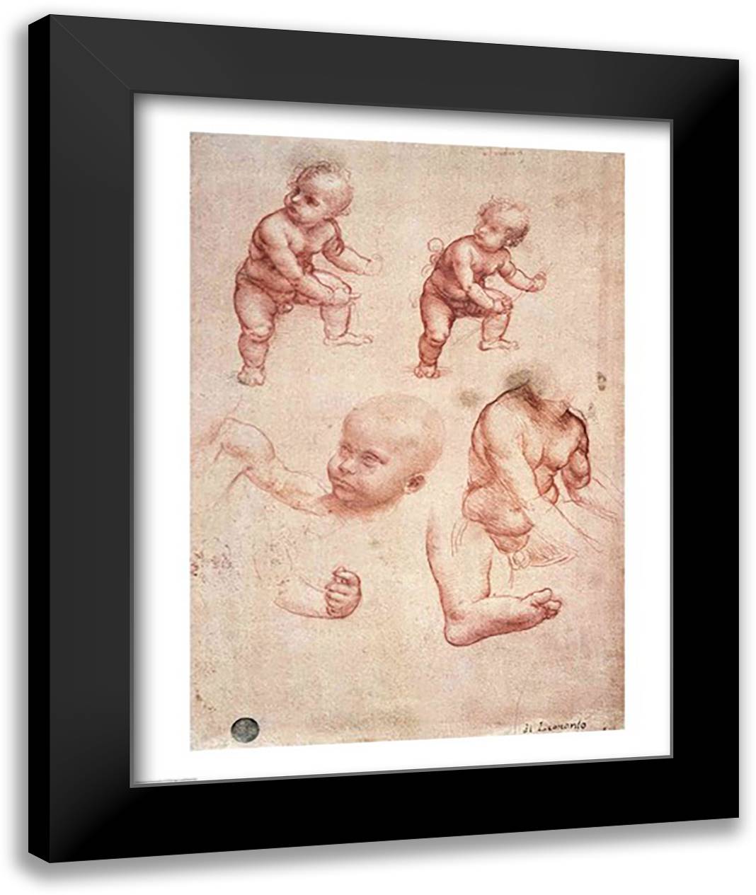 Study for the Infant Christ 22x28 Black Modern Wood Framed Art Print Poster by da Vinci, Leonardo
