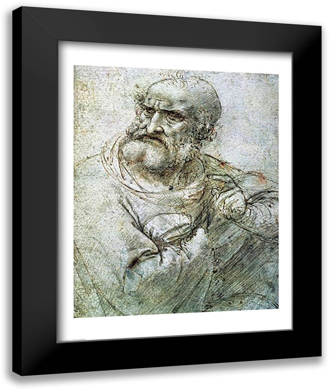 Study for an Apostle from The Last Supper, c.1495 22x28 Black Modern Wood Framed Art Print Poster by da Vinci, Leonardo