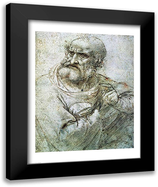 Study for an Apostle from The Last Supper, c.1495 22x28 Black Modern Wood Framed Art Print Poster by da Vinci, Leonardo