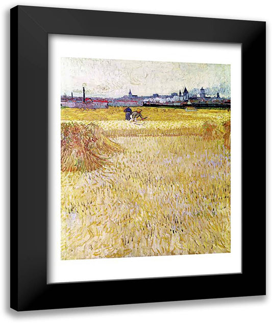 Wheatfield with Sheaves, 1888 22x28 Black Modern Wood Framed Art Print Poster by Van Gogh, Vincent
