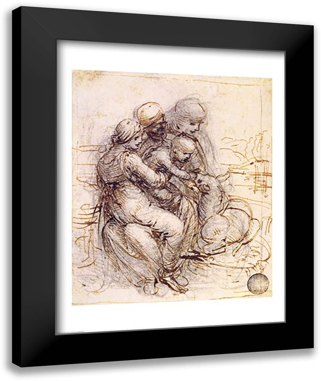 Virgin and Child with St. Anne 22x28 Black Modern Wood Framed Art Print Poster by da Vinci, Leonardo