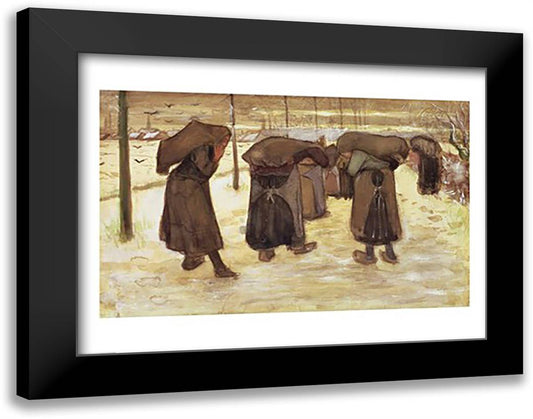 Miners' wives carrying sacks of coal, 1882 28x22 Black Modern Wood Framed Art Print Poster by Van Gogh, Vincent