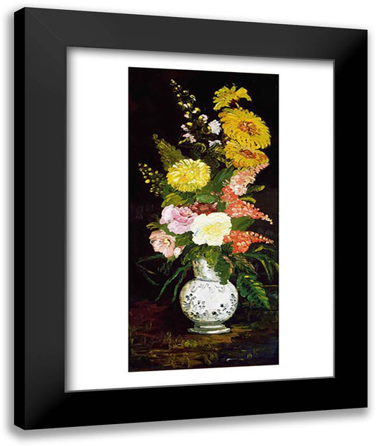 Vase of Flowers, 1886 22x28 Black Modern Wood Framed Art Print Poster by Van Gogh, Vincent