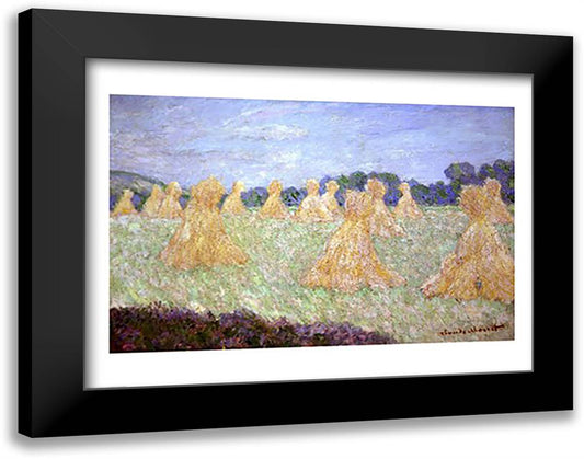 Haystacks, The young Ladies of Giverny, Sun Effec 28x22 Black Modern Wood Framed Art Print Poster by Monet, Claude