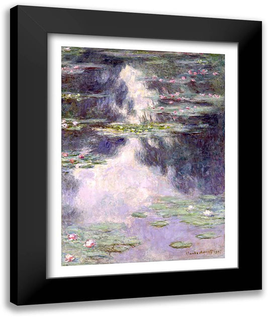 Pond with Water Lilies, 1907 22x28 Black Modern Wood Framed Art Print Poster by Monet, Claude