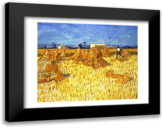 Harvest in Provence 28x22 Black Modern Wood Framed Art Print Poster by Van Gogh, Vincent