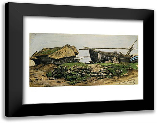 Pres d'Etretat 28x22 Black Modern Wood Framed Art Print Poster by Monet, Claude