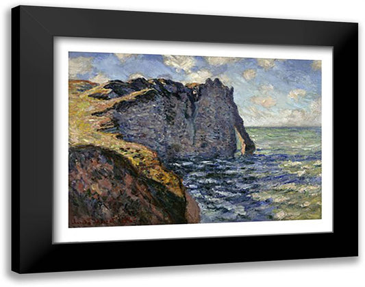 The Cliff of Aval, Etretat 28x22 Black Modern Wood Framed Art Print Poster by Monet, Claude