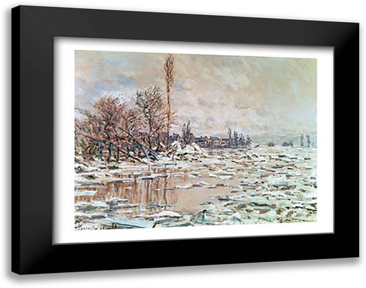 The Ice Breaking Up, 1880 28x22 Black Modern Wood Framed Art Print Poster by Monet, Claude