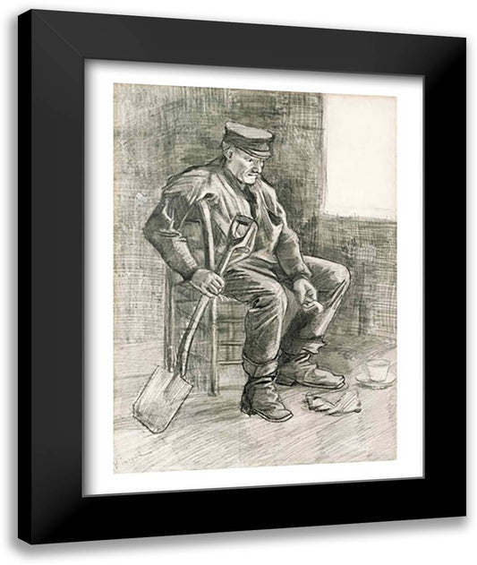 Man with a Spade Resting, 1882 22x28 Black Modern Wood Framed Art Print Poster by Van Gogh, Vincent