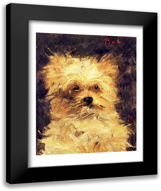 Head of a Dog - ""Bob"", 1876 22x28 Black Modern Wood Framed Art Print Poster by Manet, Edouard