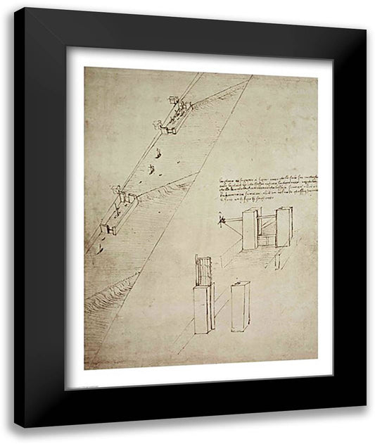 Design for a Lock 22x28 Black Modern Wood Framed Art Print Poster by da Vinci, Leonardo