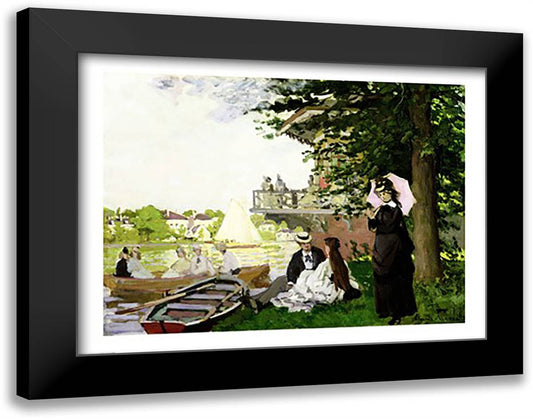 Garden House on the Zaan, Zaandam, 1871 28x22 Black Modern Wood Framed Art Print Poster by Monet, Claude