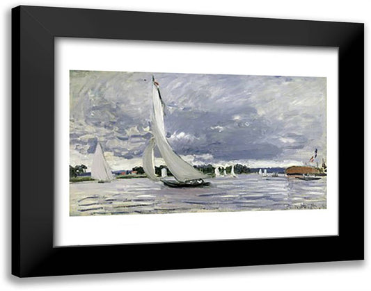 Regatta at Argenteuil, 1872 28x22 Black Modern Wood Framed Art Print Poster by Monet, Claude