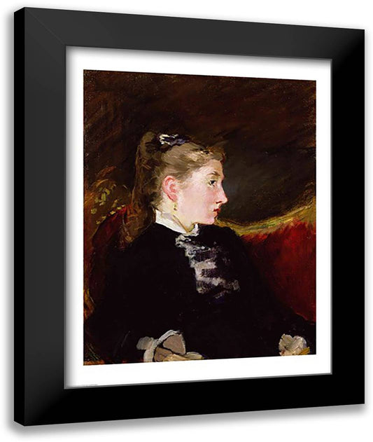 Profile of a Young Girl 22x28 Black Modern Wood Framed Art Print Poster by Manet, Edouard