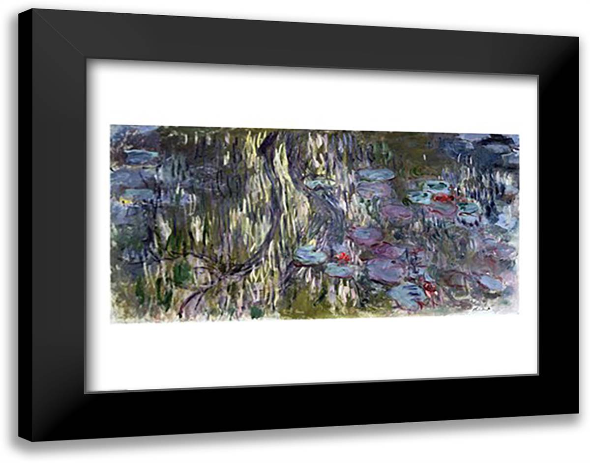 Waterlilies 28x22 Black Modern Wood Framed Art Print Poster by Monet, Claude